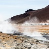 Landschaft mit Wasserdampf